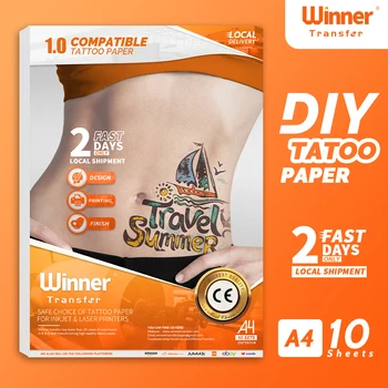 WinnerTransfer קעקועים זמניים עבור גברים, נשים, ילד להדפסה ברור קעקוע העברת נייר A4 10sheets קעקוע נייר הדפסה