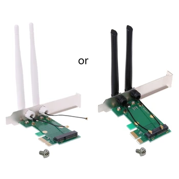 Wireless Wifi כרטיס מיני PCIE ל PCI-E 1 על שולחן העבודה WIFI מתאם עבור המחשב wirh 2 אנטנות R2LB