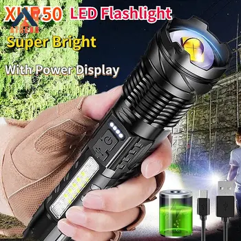 XHP50 פנסי LED אור נטענת USB חיצוני קמפינג חירום 18650 סוללה מובנית גבוה כוח חזק Zoomable לפיד