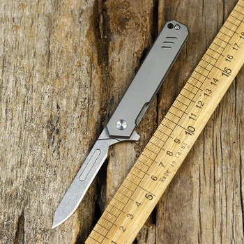 XS טיטניום סכין יפנית להחלפה להב, אולר אזמל נושא רב תכליתי, טקטי, סכין הישרדות, EDC כלי