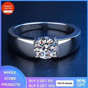 YANHUI יוניסקס אלרגיה חינם הטיבטי טבעת כסף עם 0.5 ct סיבוב קריסטל סוליטר, טבעת טבעת המאהב תכשיטים ואביזרים