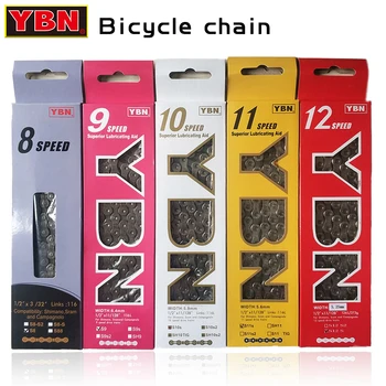 YBN קופסאות Kette Fahrrad מקל Kette X9 X10 X11 X12 Geschwindigkeit הרים אופני כביש 116 קישורים KMC Mountainbike Kette חלקים