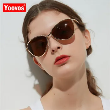 Yoovos 2023 הגעה חדשה משקפי שמש נשים עין חתול בציר אופנה משקפי שמש מסגרת מתכת מעצב מותג Lunette דה סוליי פאטאל