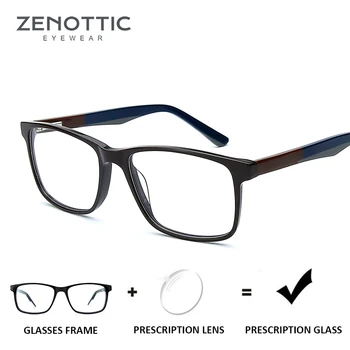 ZENOTTIC כיכר אצטט משקפיים מרשם גברים נגד אור כחול קוצר ראייה מסגרות משקפיים אופטיים רוחק ראייה Photochromic Eyewear