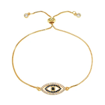 ZMZY טורקית עיצוב קמע מצופה זהב שחור צמיד בוהמי צמידים לנשים לסלול CZ קריסטל תכשיטים צמיד עין הרע