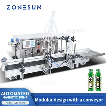 ZONESUN 4 חרירי שולחן עבודה אוטומטי נוזל חלב סויה רוטב מילוי מים מיץ מגנטי משאבת מכונת מילוי קו ZS-DPMP4A