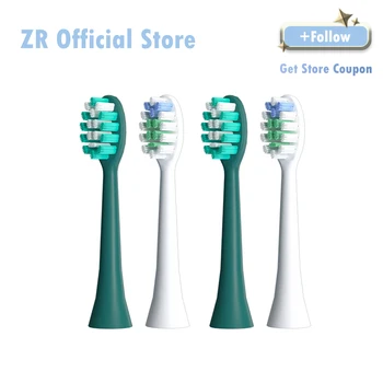 ZR Z1S מברשת שיניים ראשי דופונט מברשת ראשי 4pcs החלפת לבן/ירוק Z1S מברשת שיניים חשמלית