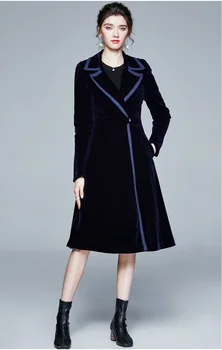 ZUOMAN נשים סתיו & החורף ארוך אלגנטי קטיפה מעיל נקבה איכות גבוהה בציר בלייזר מעצב הלבשה עליונה & מעילים