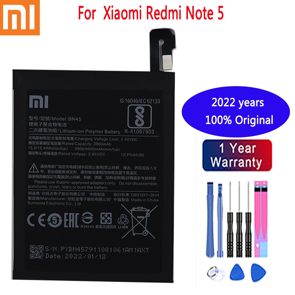 2022 שנים 3900mAh BN45 Xiaomi המקורי טלפון החלפה סוללה עבור Xiaomi Redmi הערה 5 Note5 סוללות עם כלים בחינם - 0