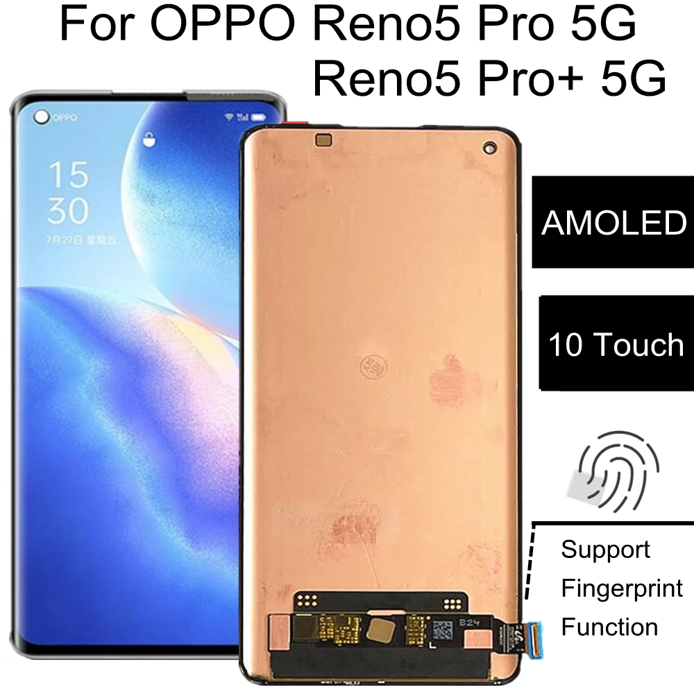 6.55 AMOLED עבור OPPO רנו 5 Pro 5G PDSM00 PDST00 CPH2201 תצוגת LCD מסך מגע החלפת אביזר Reno5 pro+ PDRM00 - 0
