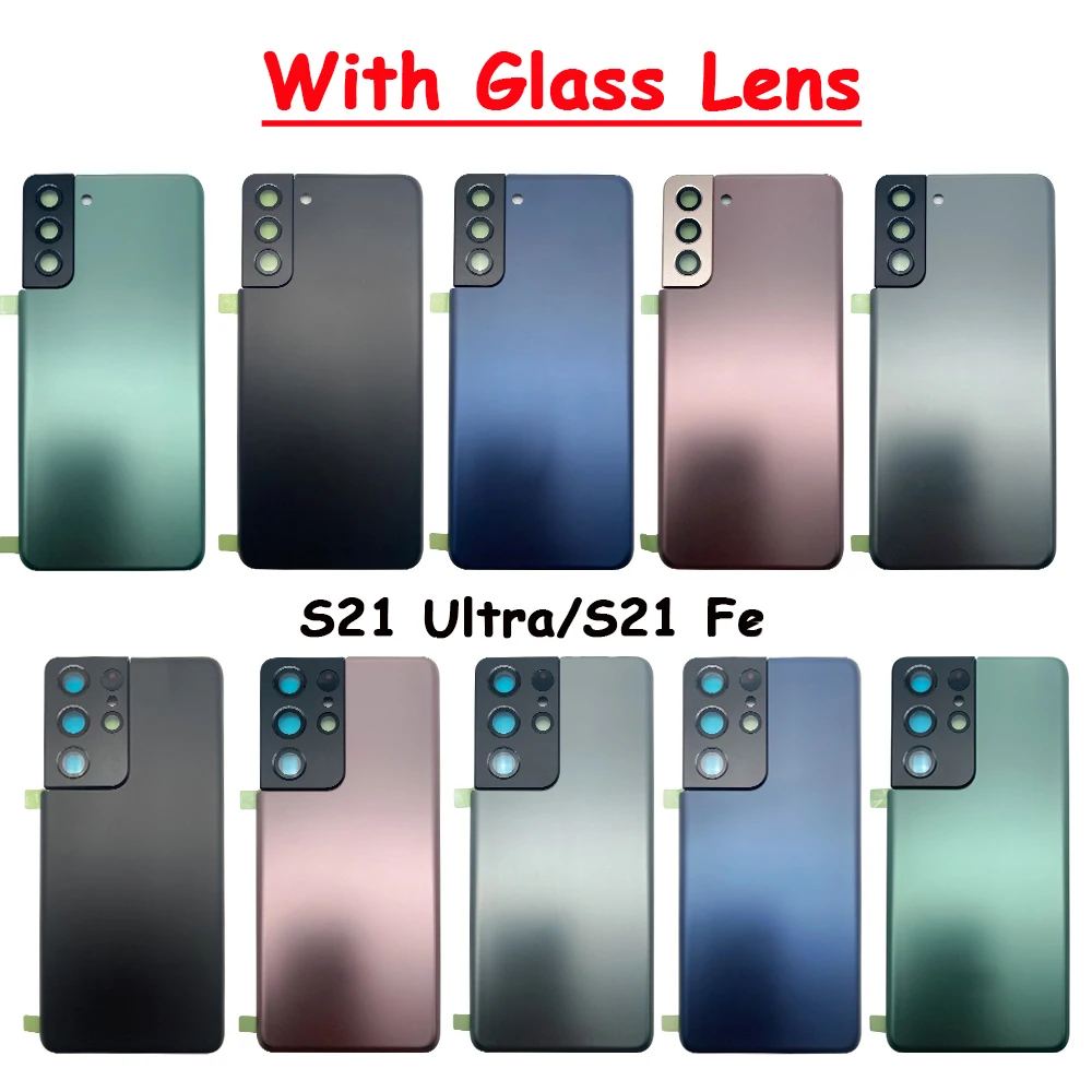 חדשות לסמסונג Galaxy S21 Ultra / S21-פה סוללה כיסוי אחורי הדלת האחורית דיור חלופי במקרה דבק עם מצלמה עדשת זכוכית - 0