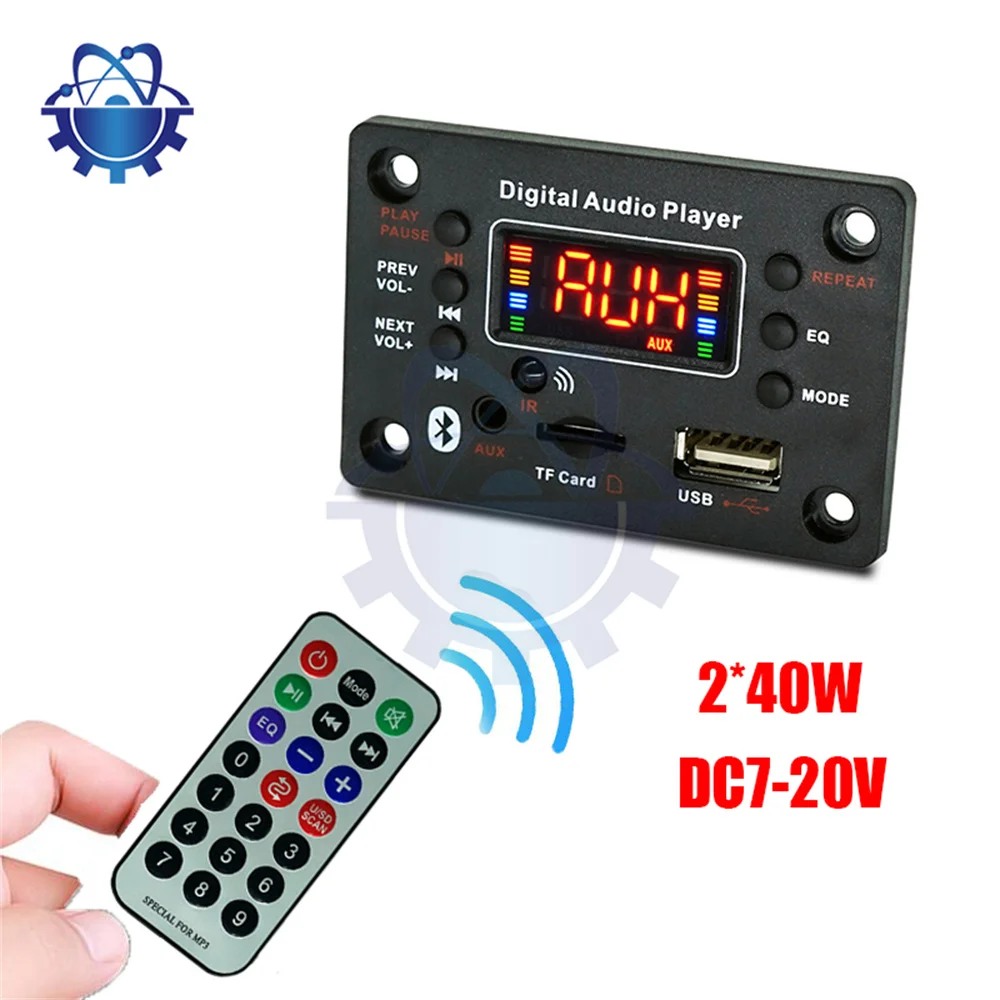 DC7-25V 2*40W 80W מגבר Bluetooth 5.0 מפענח MP3 לוח נגן MP3 12V רכב רדיו FM מודול TF USB AUX דיבורית שיחה הרשומה - 0
