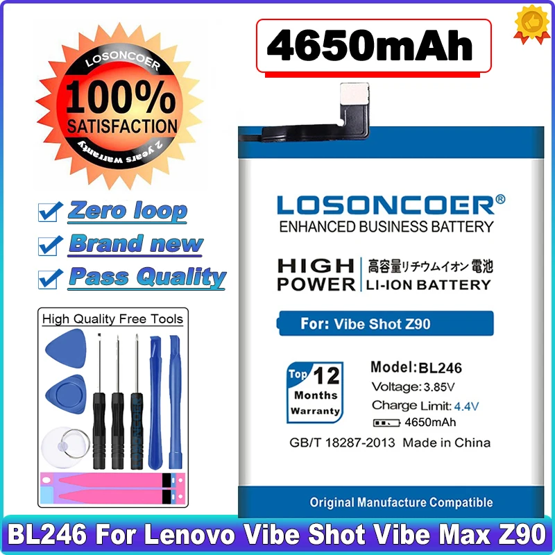 4650mAh BL246 סוללה עבור Lenovo Vibe Shot תחושה מקס Z90 Z90-3 Z90-7 z90a40 Li-פולימר סוללה של טלפון כלי מחזיק מעמד מדבקות - 0