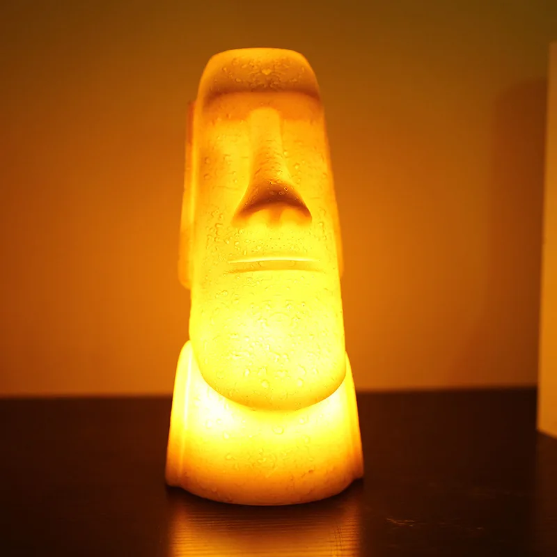 לילה אור אי הפסחא Moai סוללה המופעלת על שולחן אור LED בסלון ליד המיטה קישוט פסלים לקישוט עיצוב - 0