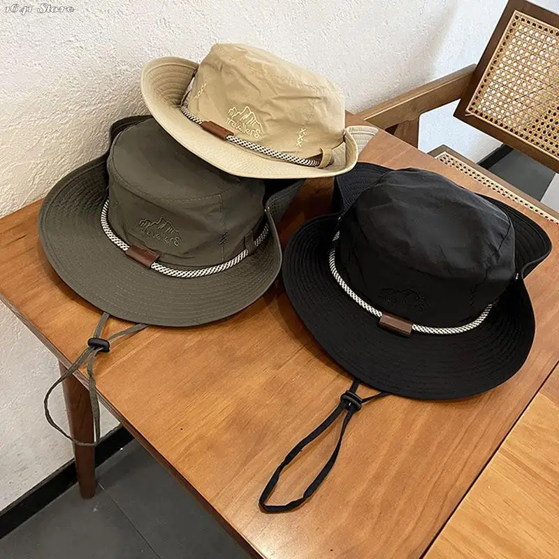 דייג הכובע של גברים, נשים, קיץ לנשימה קרם הגנה כובע חיצוני קמפינג לטיפוס הרים, דיג כובע המערבי כובע בוקרים - 0