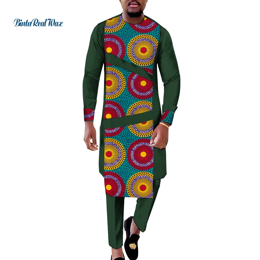 אפריקה שני חלקים תלבושות עבור אנשים שמציירים Africaines גלימות גודל פלוס חולצות מכנסיים שבט אפריקאי שמלות מודרניות WYN1742 - 0