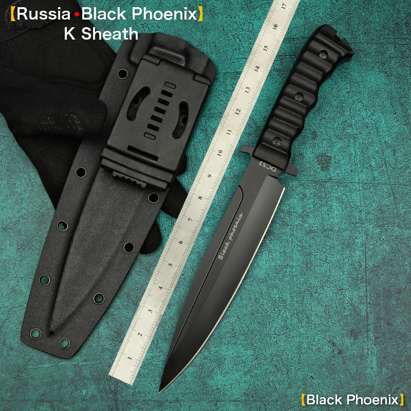 רוסיה פיניקס קמפינג סכין ציד קשיות גבוהה DC53 פלדה G10 לטפל חדה סכין טקטי קמפינג כלי הישרדות - 0