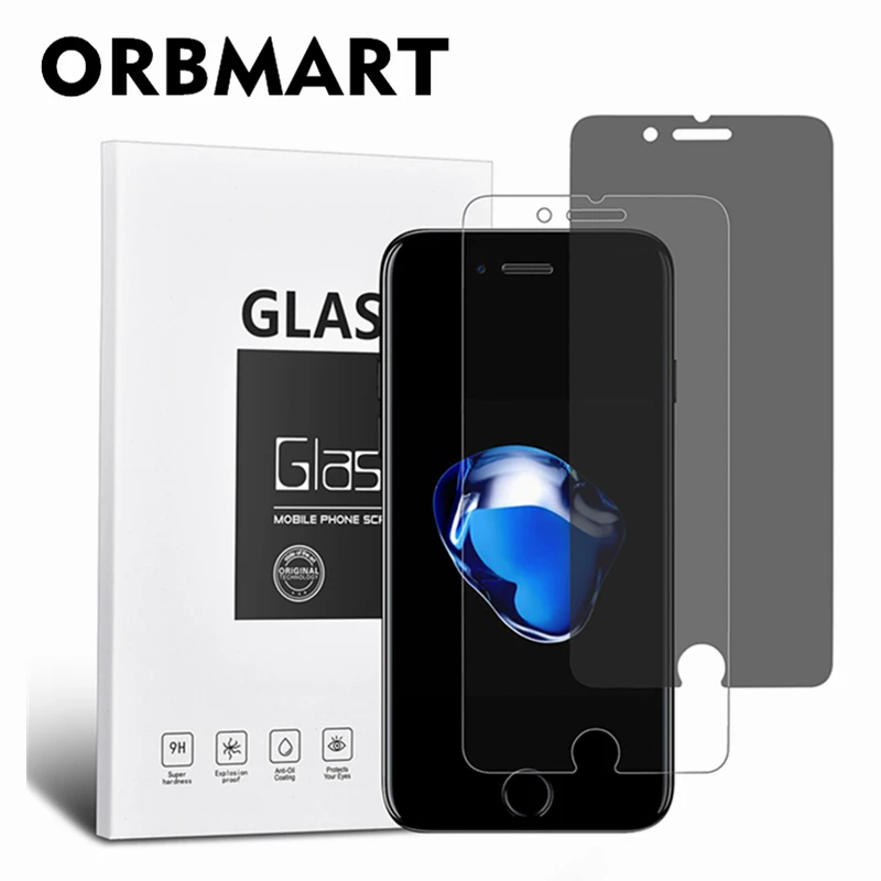 ORBMART 2 יח ' /הגדרת הפרטיות מגן מסך + HD Ultra-clear ברור זכוכית מחוסמת לאייפון 6 פלוס נגד טביעות אצבע - 0