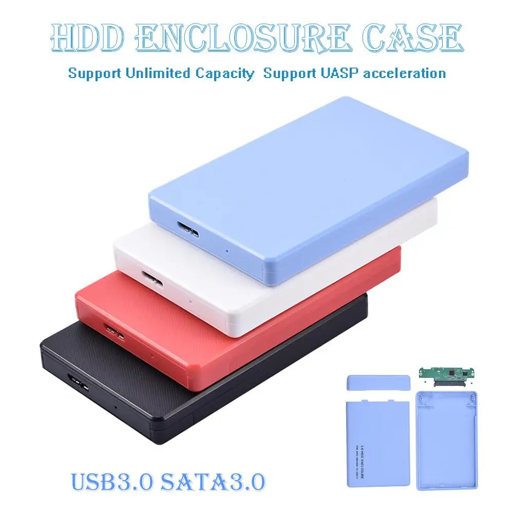 2.5 hdd במקרה usb 3.0 ל-SATA SSD חיצוני במקרה 5Gbps דיסק קשיח נייד תיבת עבור מחשב נייד שחור כחול לבן אדום hdd תחנת עגינה - 0