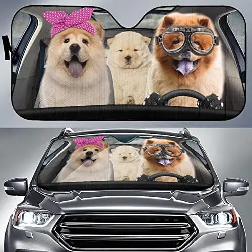 מצחיק, צ 'או צ' או נוהג בגימור משקפיים כלב המשפחה הקיץ המכונית שמשיה, רעיון מתנה עבור צ 'או צ' או, אמא, שמשת הרכב דורא - 0