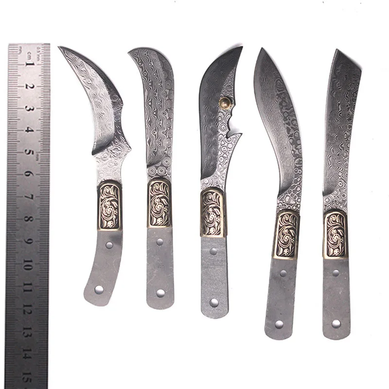 Dropship דמשק פלדה חד Diy הסכין החסר נירוסטה קבוע להב הסכין Billets חלקים קמפינג הישרדות ישר סכינים - 0