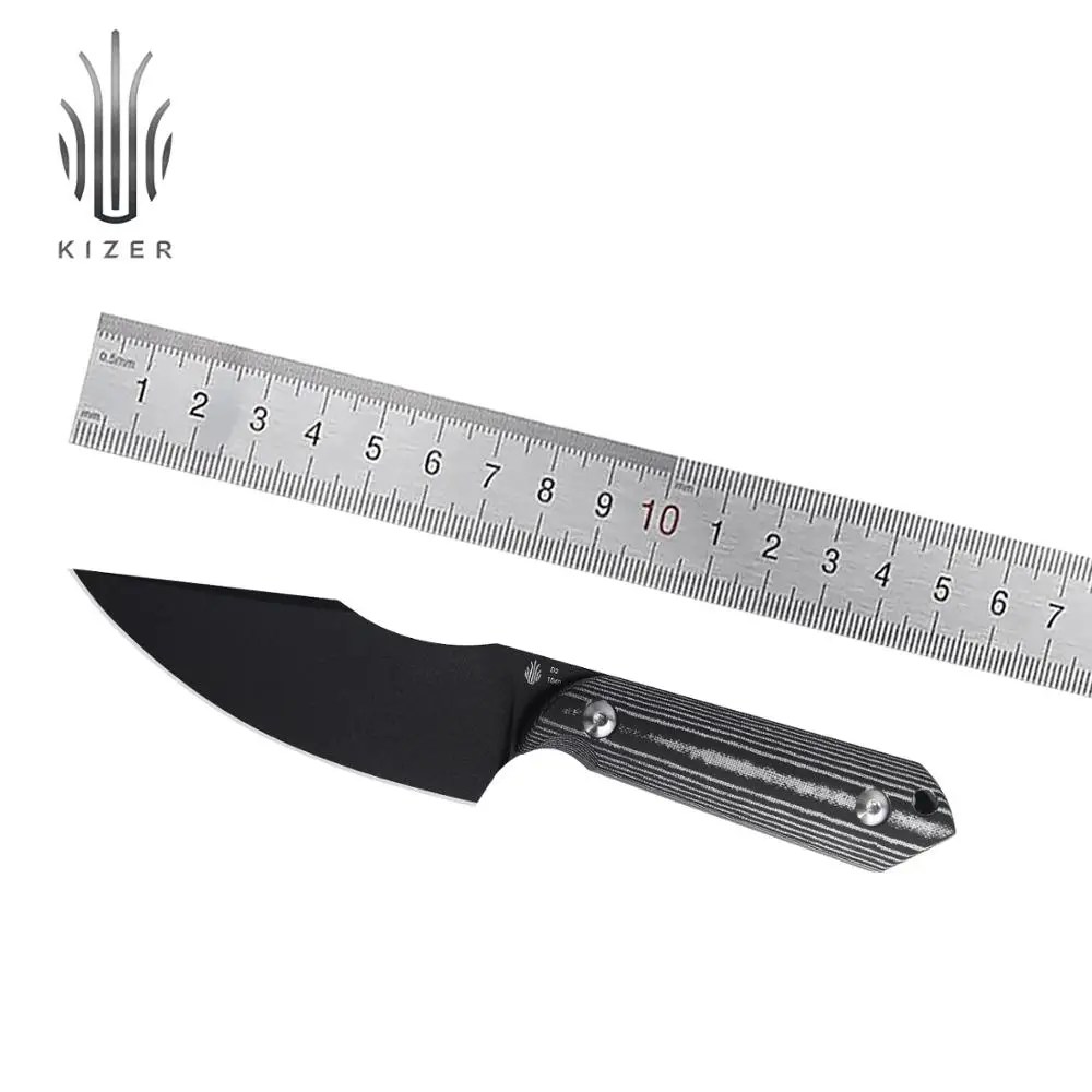 Kizer קבוע להב הסכין צלצל 1040 D2 פלדה חיצוני סכין הישרדות, כסף Micarta להתמודד עם EDC סכינים טקטיות כלים - 0
