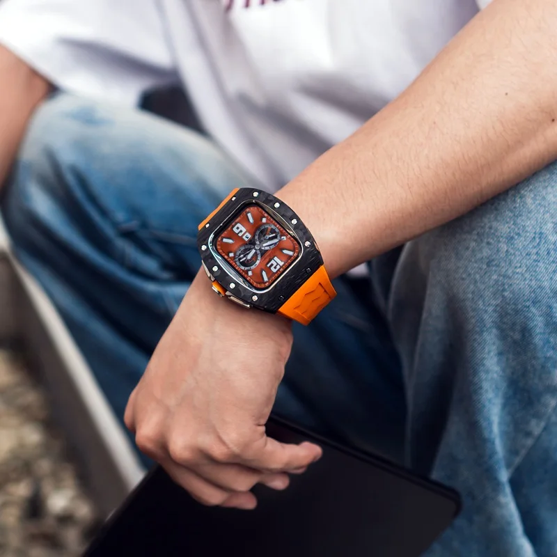 באיכות גבוהה מותאמים אישית שעון יוקרה מגן אפל שעונים להקות אפל שעונים סדרת Iwatch SE/4/5/6/7/8 עבור פלואור גומי. - 0