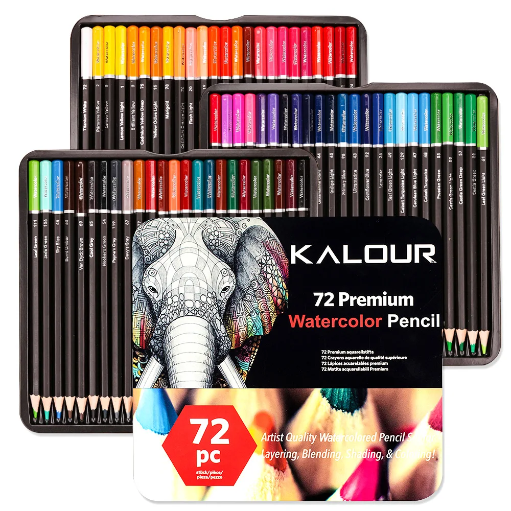 מפעל מכירה ישירה 72Pcs עפרונות צבעוניים ברזל מארז צביעה עם צבע מילוי עופרת יד לצייר גרפיטי 72 מים מסיסים צבע העיפרון - 0
