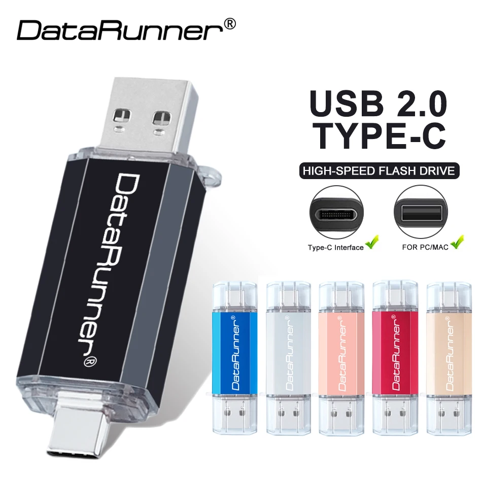 DataRunner כונן הבזק מסוג USB 32GB כונן עט השתלמות מקל USB 2.0 128GB עבור סוג C אנדרואיד/מחשב 64GB 16GB 8GB Memoria USB Pendrive - 0