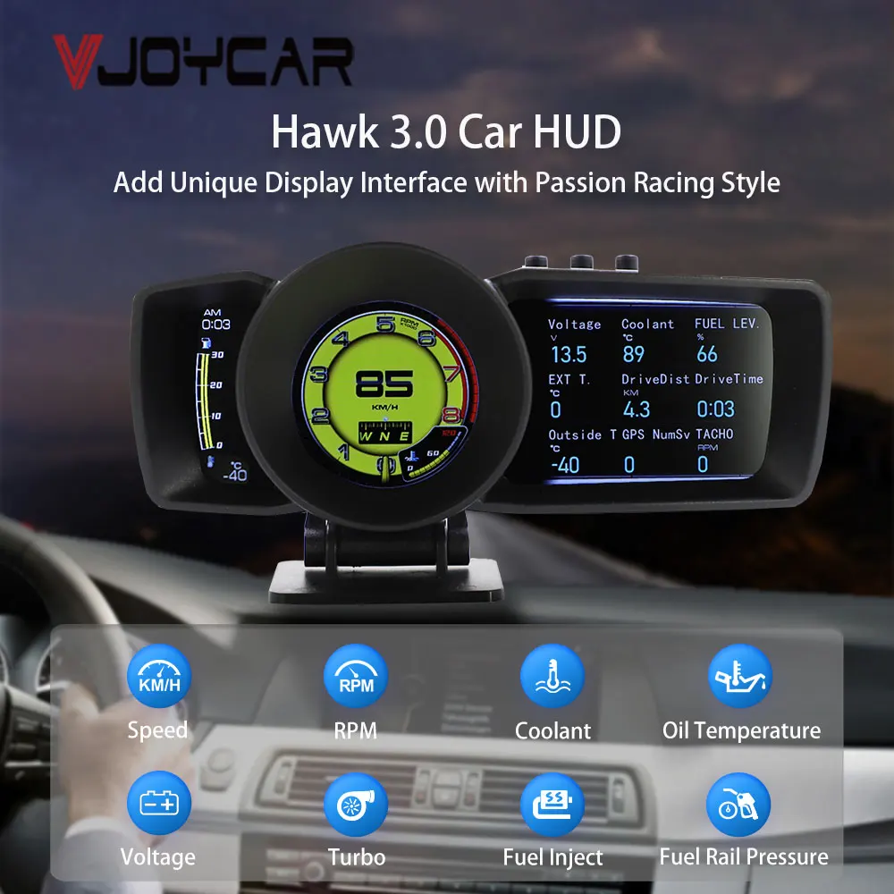 Vjoycar 2022 חדש האד מד הוק 3.0 OBD2 אוטומטית סורק מכונית מד צריכת אוויר & Water Temp. מחשב נסיעה GPS מד מהירות דיגיטלי - 0
