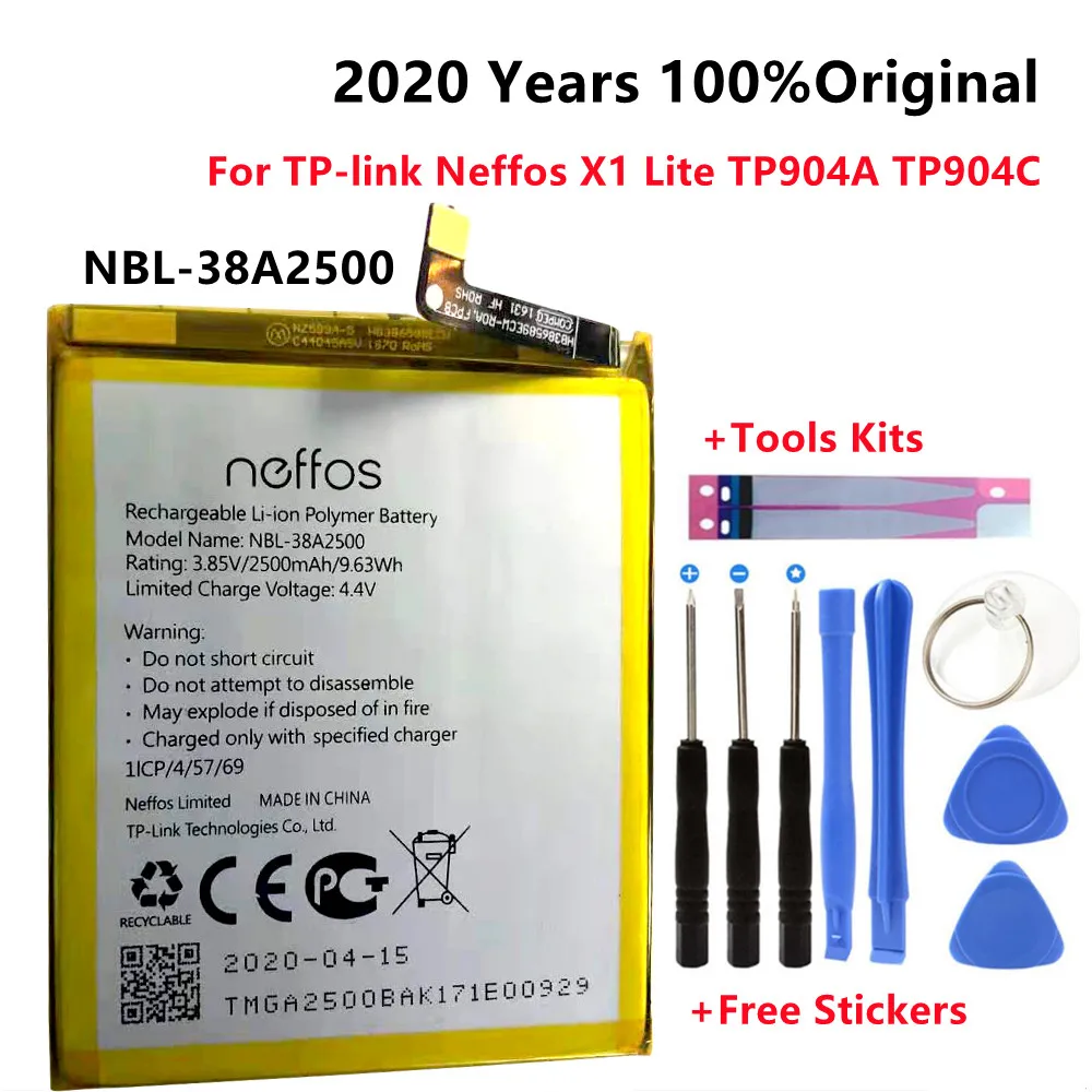חדש 2020 YearsOriginal 2500mAh NBL-38A2500 סוללה עבור TP-link Neffos X1 לייט TP904A TP904C טלפון נייד+ערכות כלים - 0