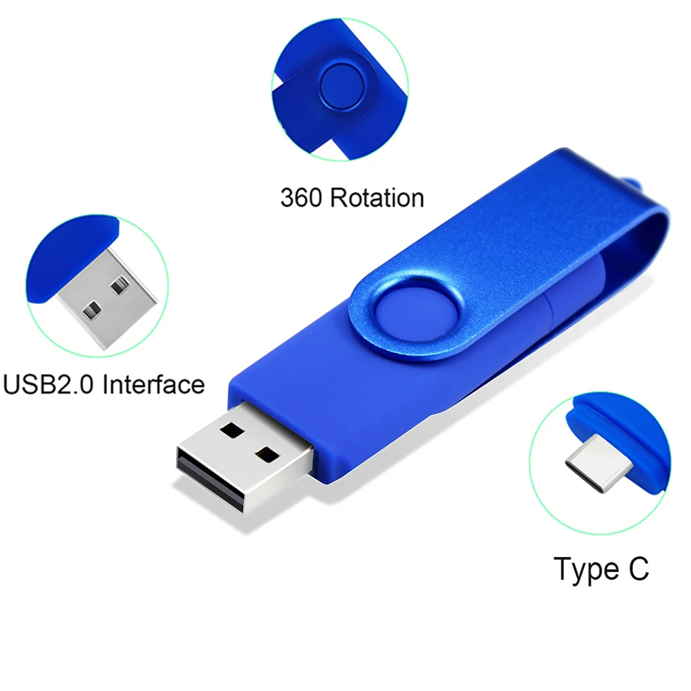 שחור כחול ירוק אדום 64G מסתובב סוג C USB2.0 כונן הבזק מסוג USB במהירות גבוהה חם למכור מחשב נייד USB Flash Drive - 0