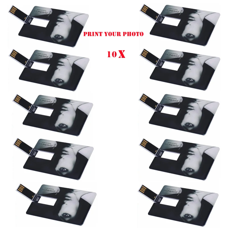 10PCS/LOT חינם לוגו DIY כונן הבזק מסוג USB 1GB 2GB OEM מתנה מותאם אישית לוגו פלסטיק כרטיס שם PenDrive מקל זיכרון הדפס לוגו מתנות - 0