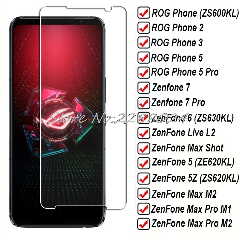 זכוכית מחוסמת עבור ASUS רוג ' טלפון 2 3 5 Pro האולטימטיבי Zenfone 8 להעיף 7 6 5 5Z לחיות L2 מקס ירה בנוסף M2 M1 סרט מגן מסך - 0