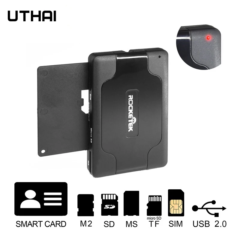 UTHAI SCR8 Smart Card Reader USB2.0 SD TF M2 MS בנק תעודת זהות כרטיס ה SIM-All-in-one - 0
