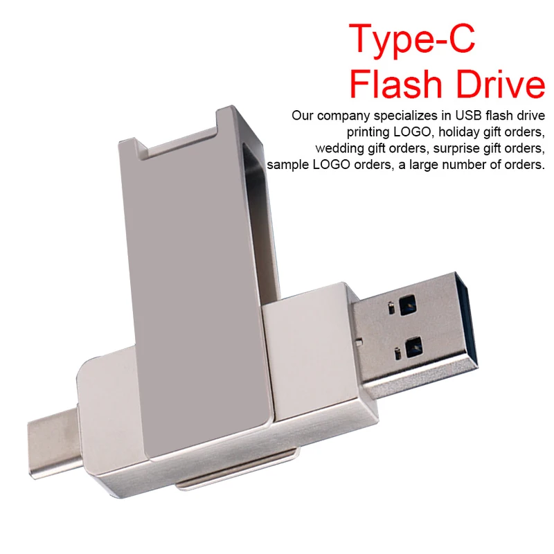 כונן פלאש מקל זכרון USB OTG עט סילבר 32GB 64GB 128GB עמיד למים אופנה מסוג-c U דיסק השתלמות עסקים מתנה - 0