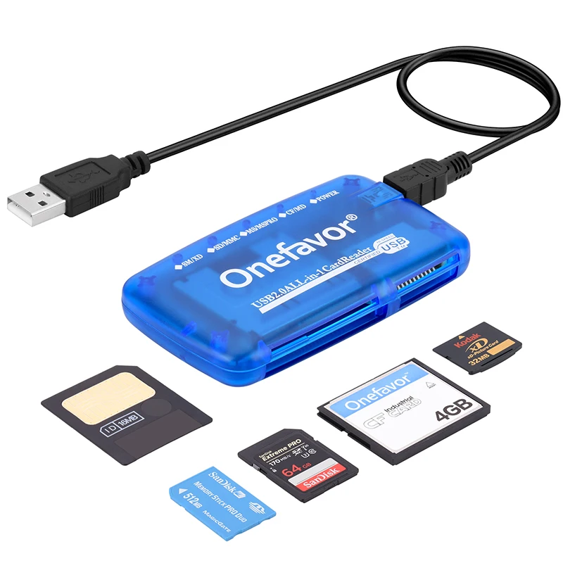 Onefavor 5-in-1 SM קורא כרטיסי 100% מקור המצלמה MS מקל זיכרון SD כרטיס זיכרון XD מקל ארוך כרטיס CF הרב-תכליתית כרטיס הקורא - 0