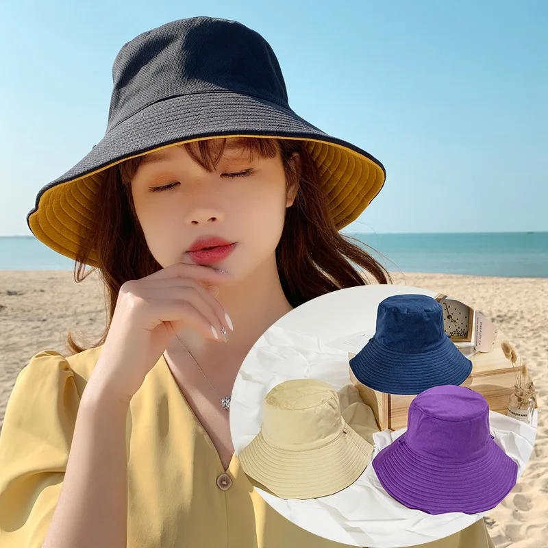 חדשה סתיו חורף חיצוני שמש כובעי ספורט חוף מתקפל פנמה כובעי נשים מוצק צבע קשתות מתכוונן כותנה - 0