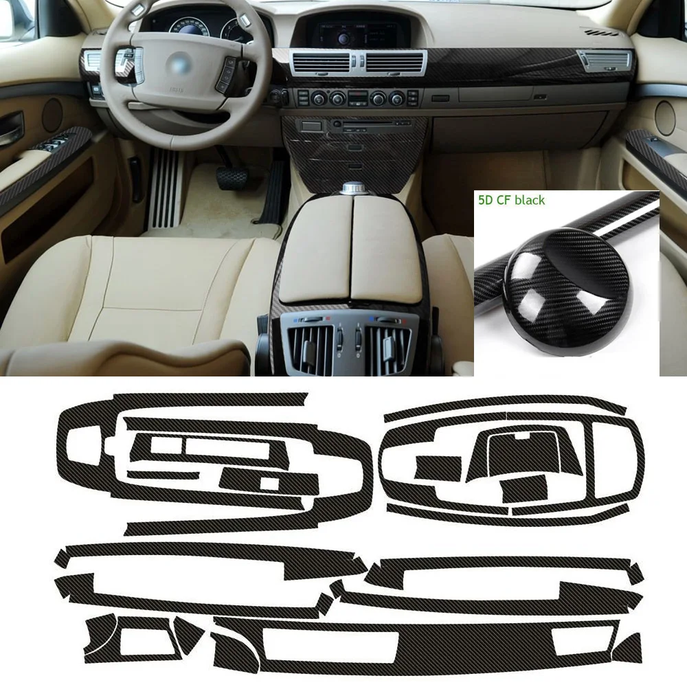 המכונית-עיצוב 5D סיבי פחמן רכב פנים במרכז הקונסולה שינוי צבע דפוס מדבקות מדבקות עבור ב. מ. וו סדרה 7 E65 E66 2002-2008 - 0