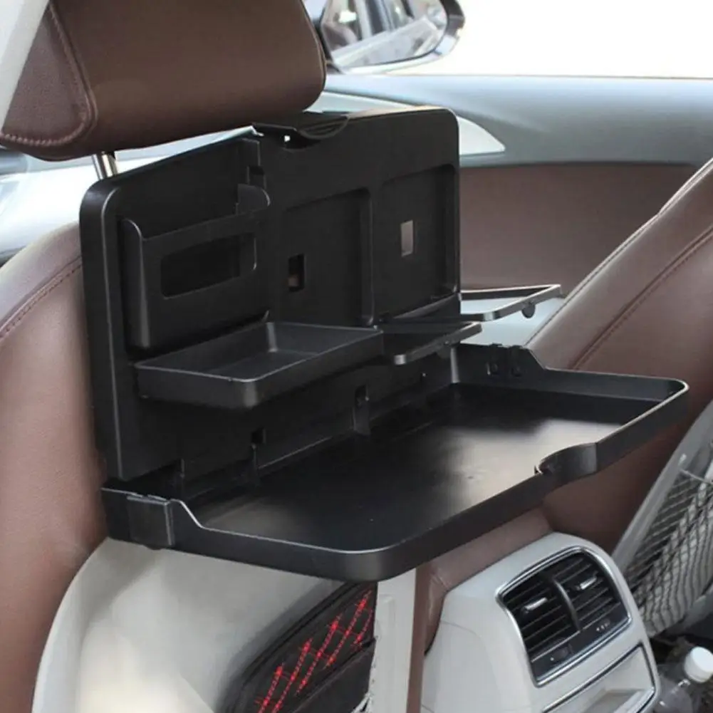 אוניברסלי לרכב משקה בעל קיפול הרכב מחזיק כוסות סוגר מזון אוטומטית לאחור במושב אחורי השולחן כוס מחזיק טלפון לרכב תיבת אחסון - 0