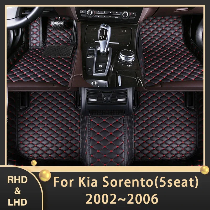 המכונית מחצלות עבור קיה Naza סורנטו BL 2002~2006 אוטומטי מותאם אוטומטית רגל רפידות עור השטיח הפנים אביזרים 2003 2004 2005 - 0