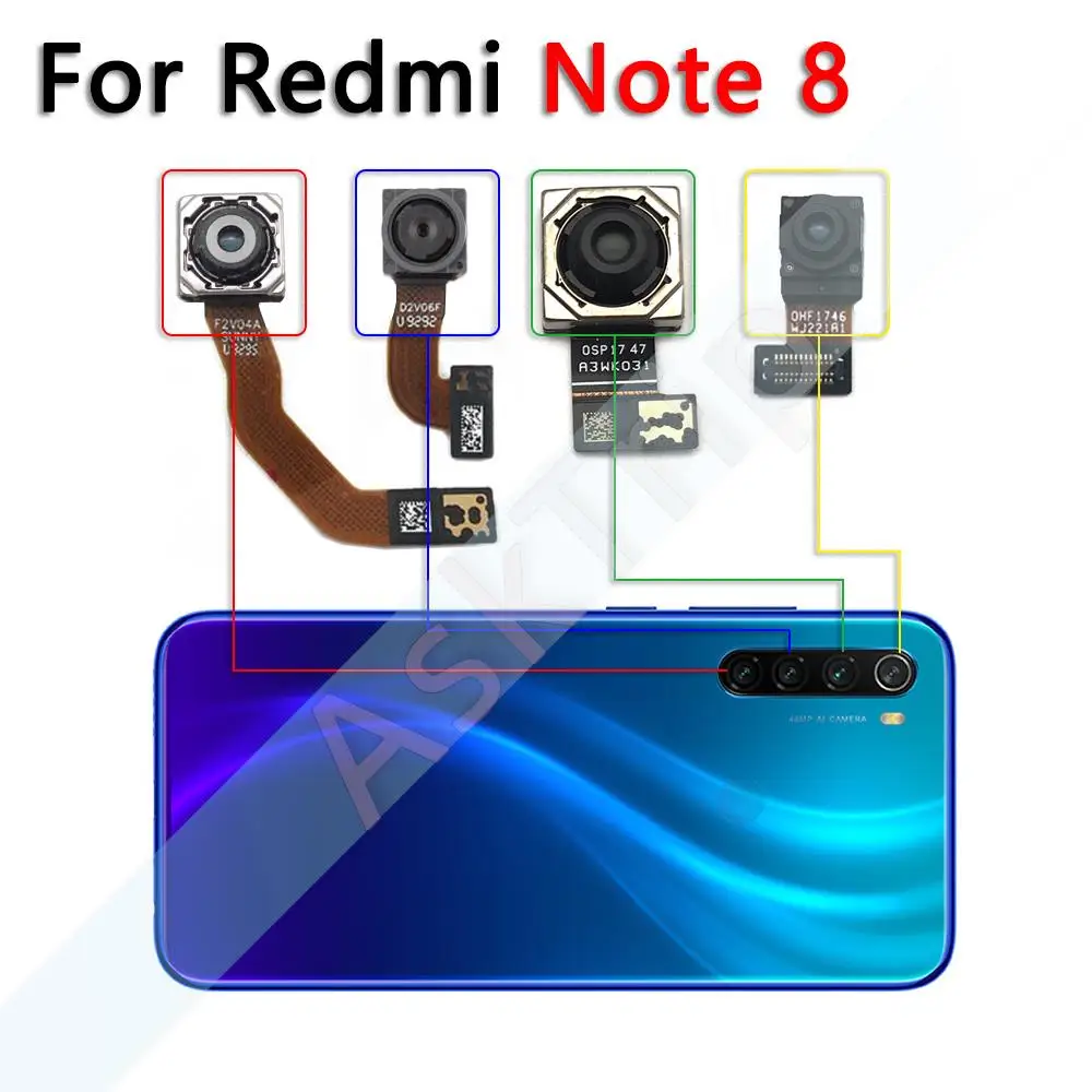 המקורי קטן, מצלמה קדמית להגמיש עבור Xiaomi Redmi הערה 8 8A Note8 Pro Plus מאקרו עומק רחב העיקרית גדול בחזרה מצלמה אחורית להגמיש כבלים - 0