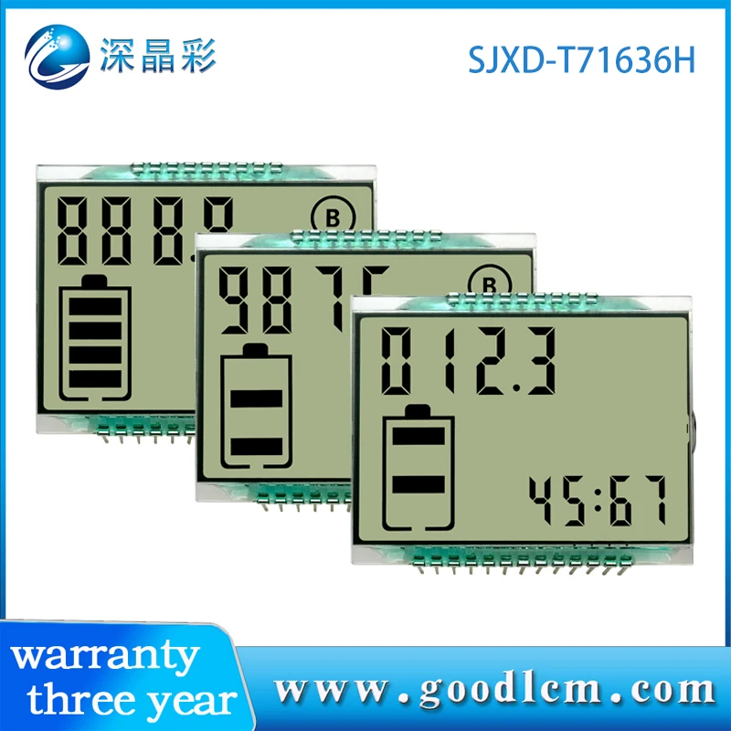 T71636H אחסון אנרגיה שבורה קוד LCD מסך TN חיובי 3.0 v lcd 7 בצבע אחד מותאם אישית מגזר תצוגת lcd - 0