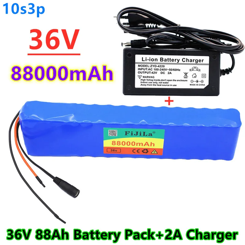 36V 88Ah Batterie ebike batterie pack10S 3P 18650 Li-Ion Batterie500W מתח גבוה und Kapazität 42V Motorrad רולר mit ladegerät - 0