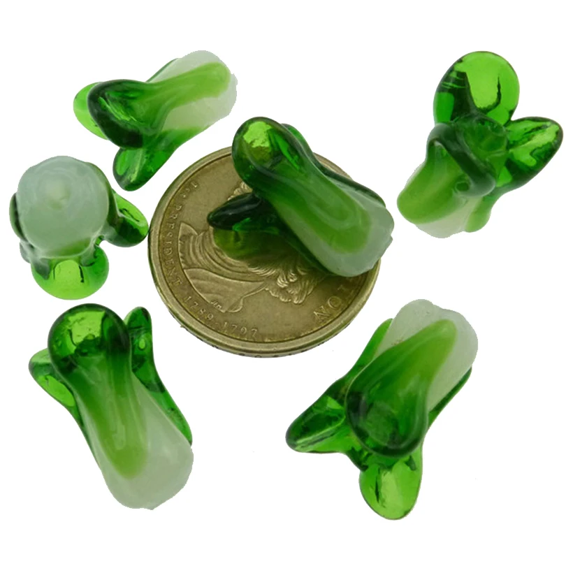 6pcs כוס כרוב ירוק רופף Spacer חרוזים ליצירת תכשיטים DIY עגיל צמיד - 0