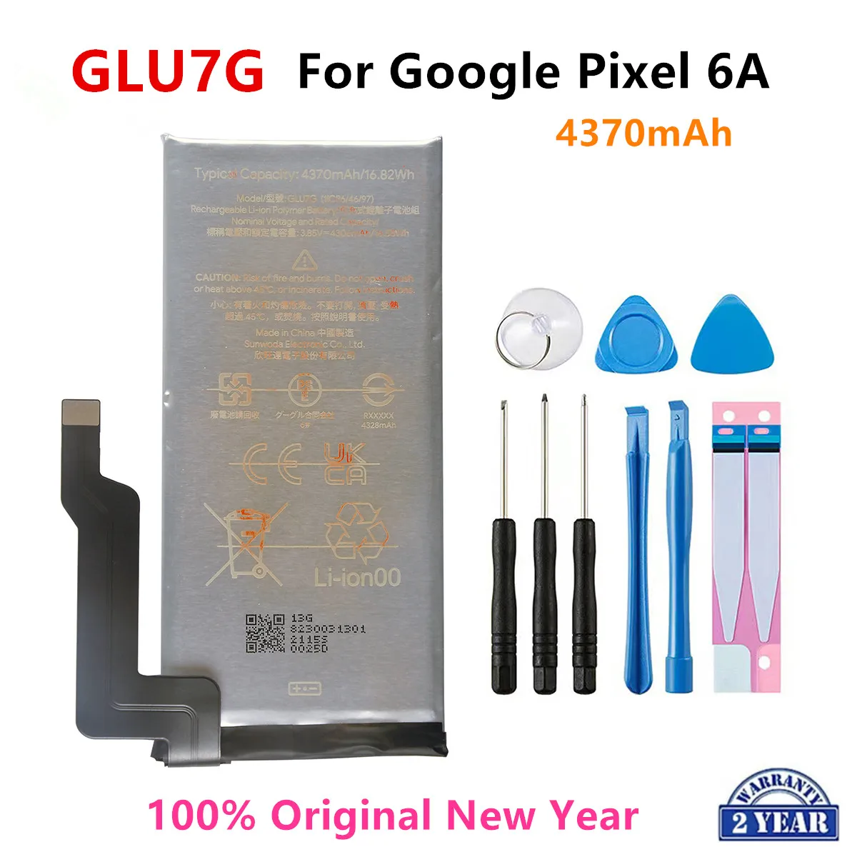 100% Orginal GLU7G 4370mAh החלפה סוללה עבור Google פיקסל 6א Pixel6 אמיתית האחרון ייצור טלפון סוללות+ערכות כלים - 0