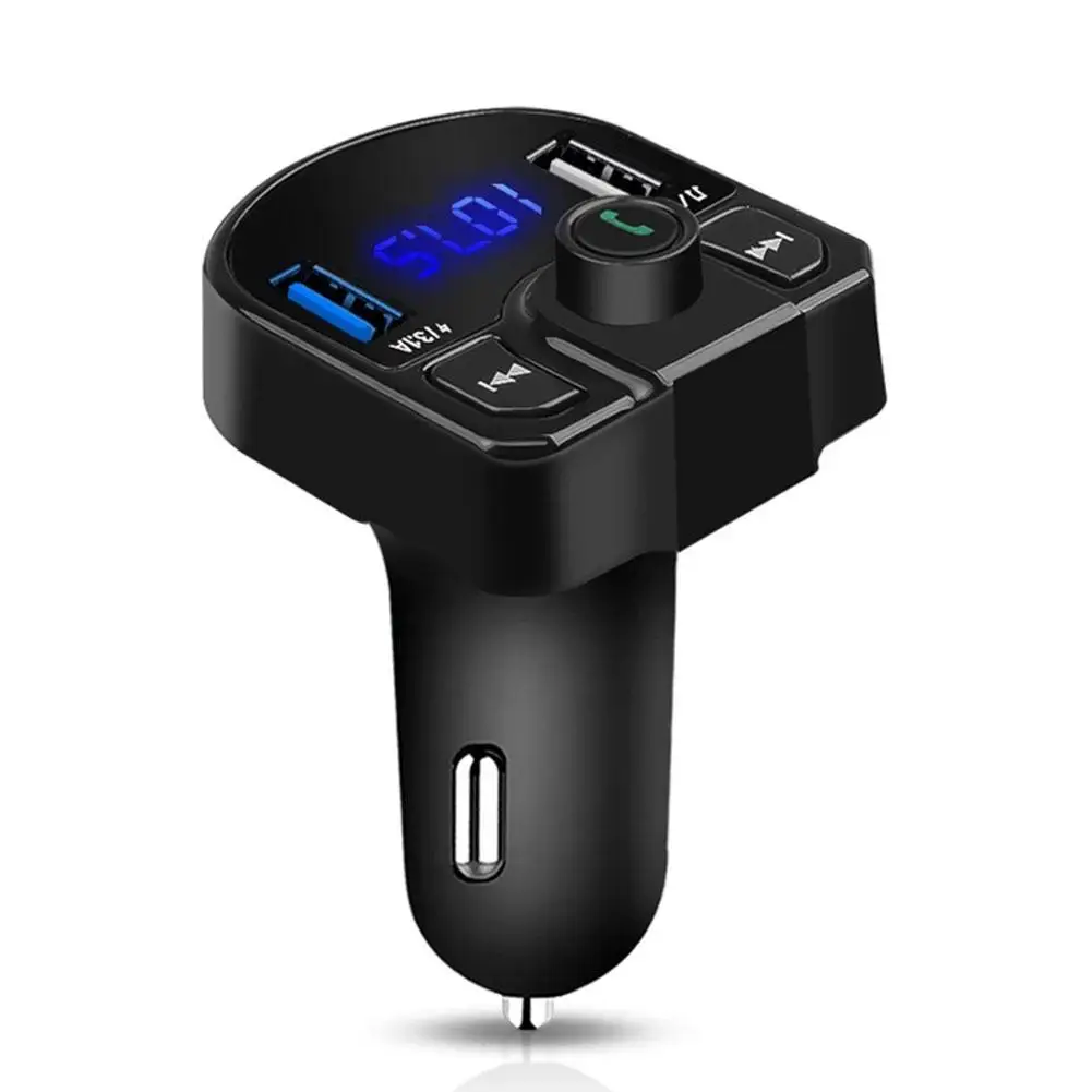 4.1 Bluetooth דיבורית לרכב LED משדר FM Dual USB מטען לרכב 3.1 A 1A 2 יציאות USB MP3 נגן מוזיקה Iphone14 - 0