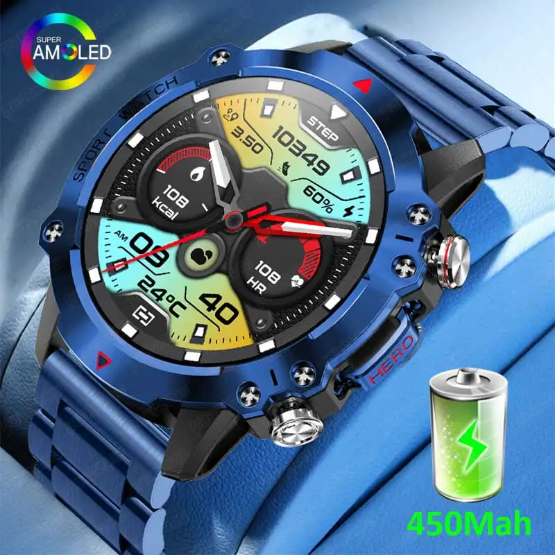 חדש שעון חכם חיצוני ספורט שלוש ההגנות Smartwatch מסך AMOLED 450mAh חיי סוללה ארוכים IP67 עמיד למים כושר גשש - 0