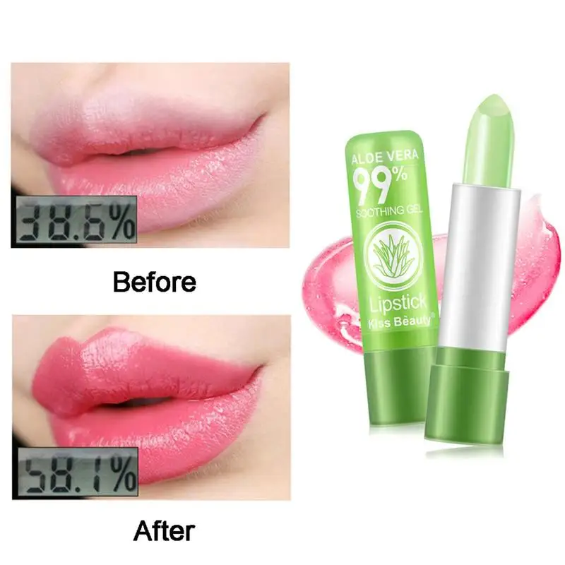 לחות אלוורה Verra שפתון טמפרטורת צבע משתנה שפתון נוזלי סומק מבריק קוריאנית, טיפול פנים איפור לנערות - 0