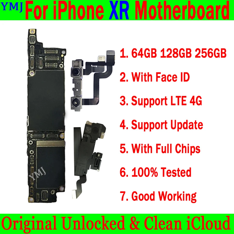 עדכון התמיכה&4G LTE Mainboard עבור IPhone XR 100% נבדק האם בחינם Icloud המקורי סמארטפון עם/בלי פנים ID לוגיים - 0
